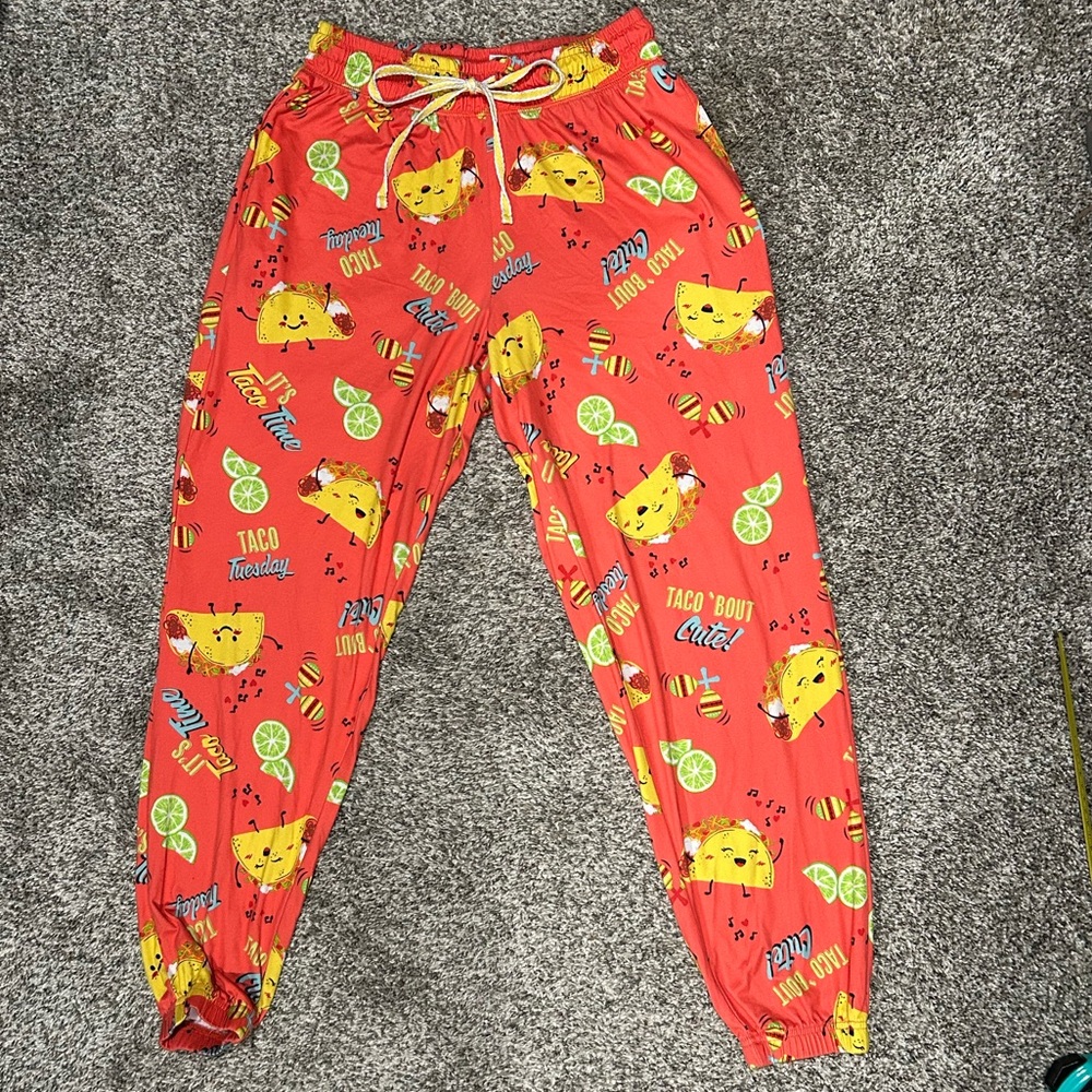 Briefly Stated Taco Print Jogger Lounge Pants Like New Condition
